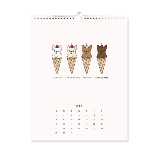 Cute French bulldog calendar