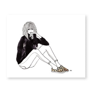 fashion woman leopard slip on art print