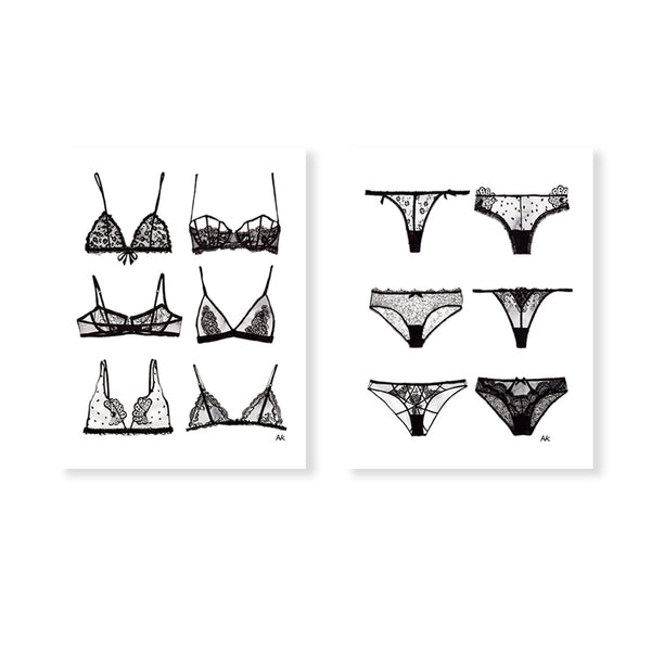 lingerie art print set 5x7