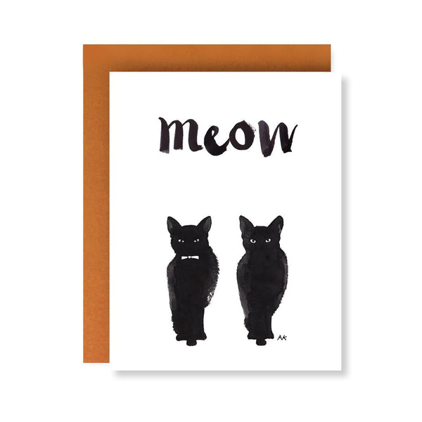 black cat halloween card