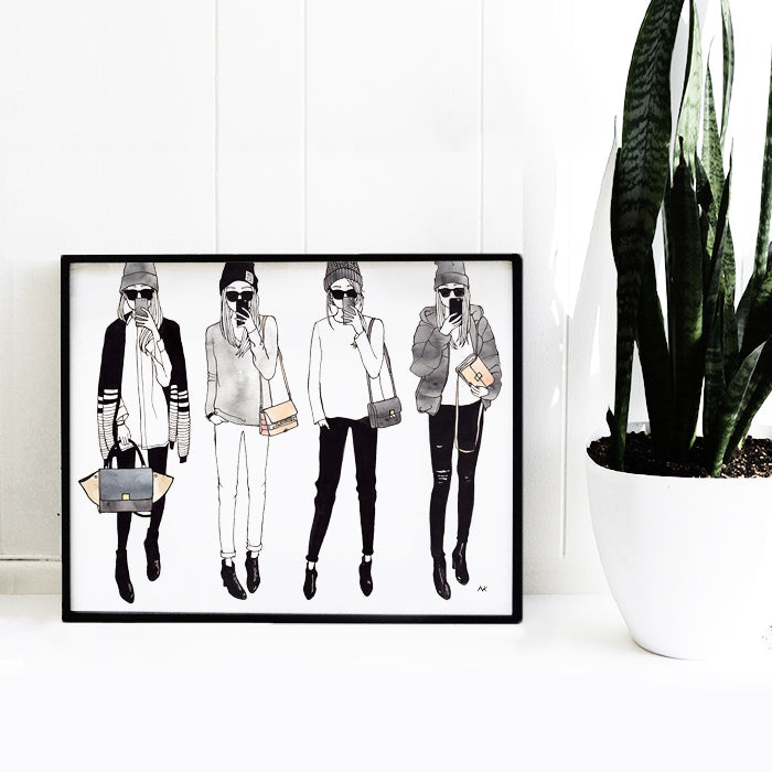 Selfie Girls Art Print – akrDesignStudio