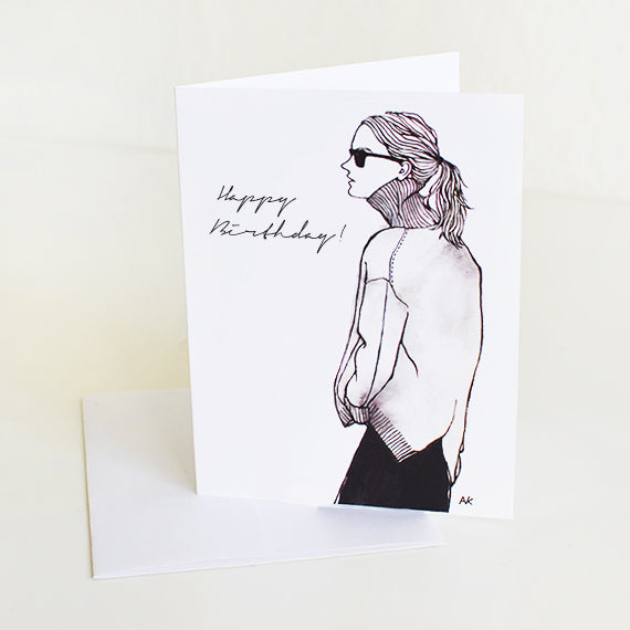 Woman Fashion Illustration Chic Birthday Card