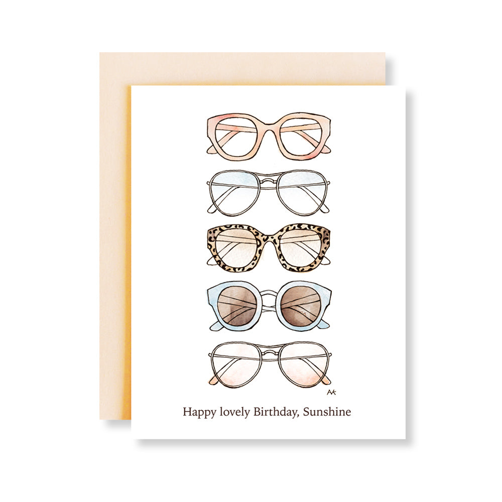 Sunglasses Fashion Illustration Birthday Card - Main Image