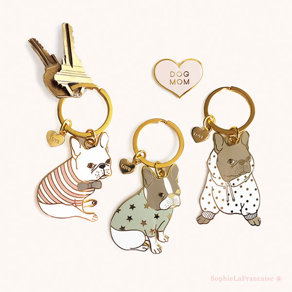 cute french bulldog keychains