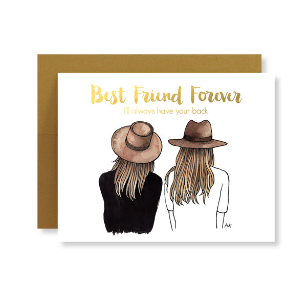 Best Friend Fashion Illustration Card, Blonde/Brown Hair