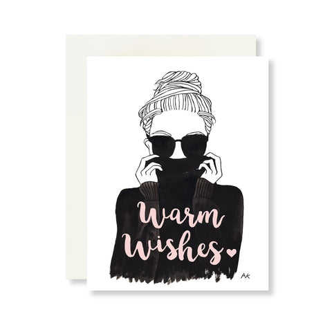 black turtleneck woman fashion illustration holiday card