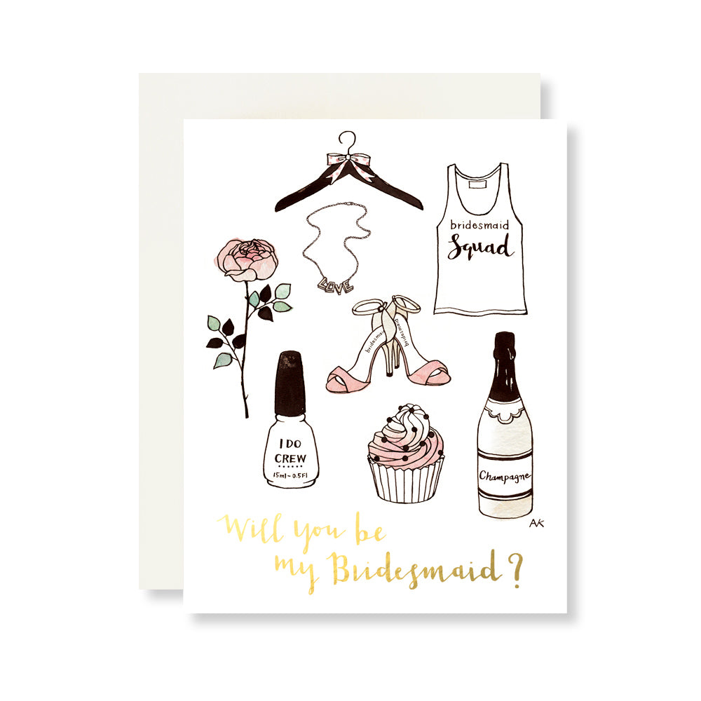bridesmaid fashion illustration card