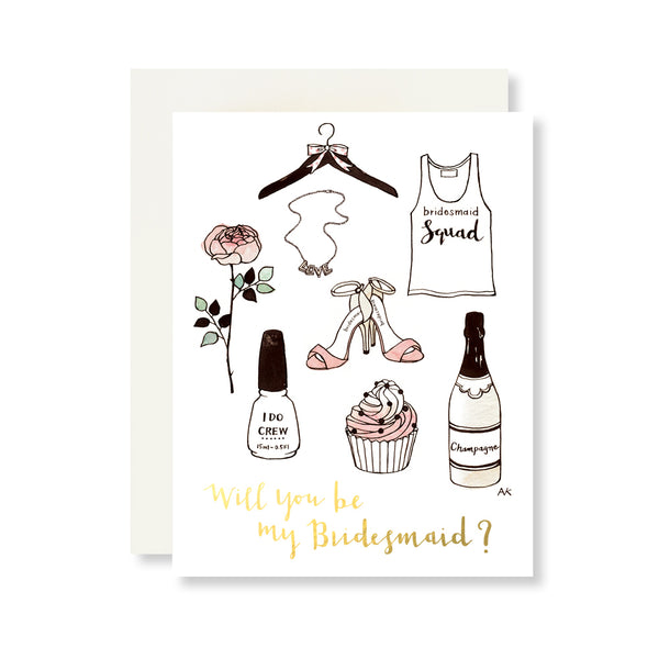 bridesmaid fashion illustration card