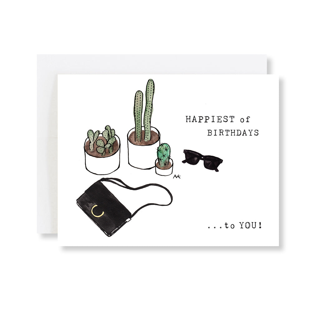 cactus fashion illustration birthday card