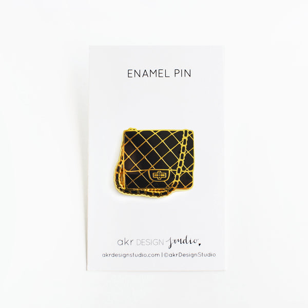 black chain bag fashion enamel pin