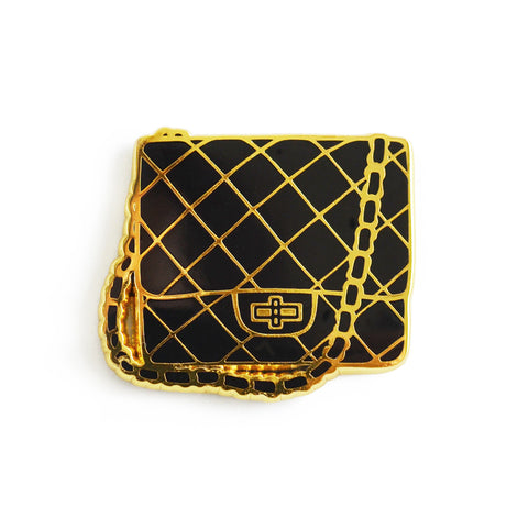 black quilted chain bag hard enamel pin 