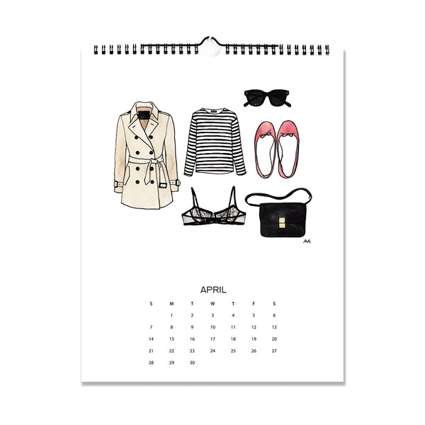 trench coat illustration calendar
