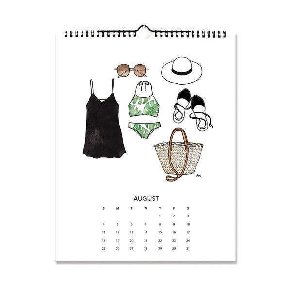 bikini illustration fashion calendar