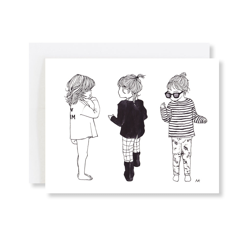 little girl fashion illustration card