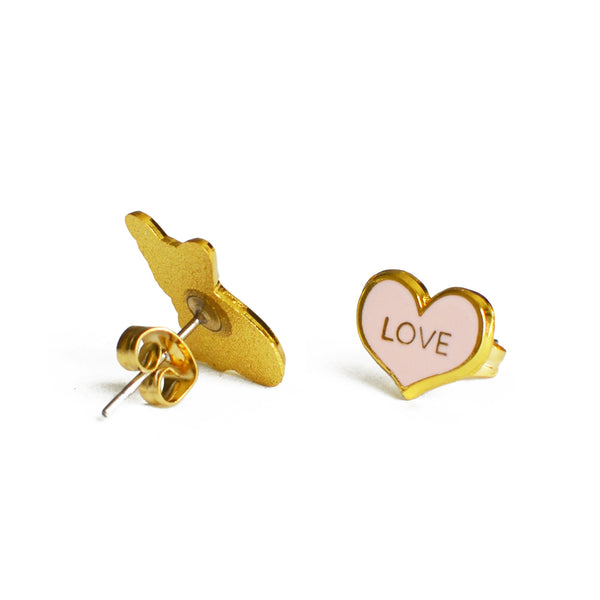 frenchie and heart earrings