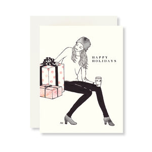fashion illustration woman cute holiday card