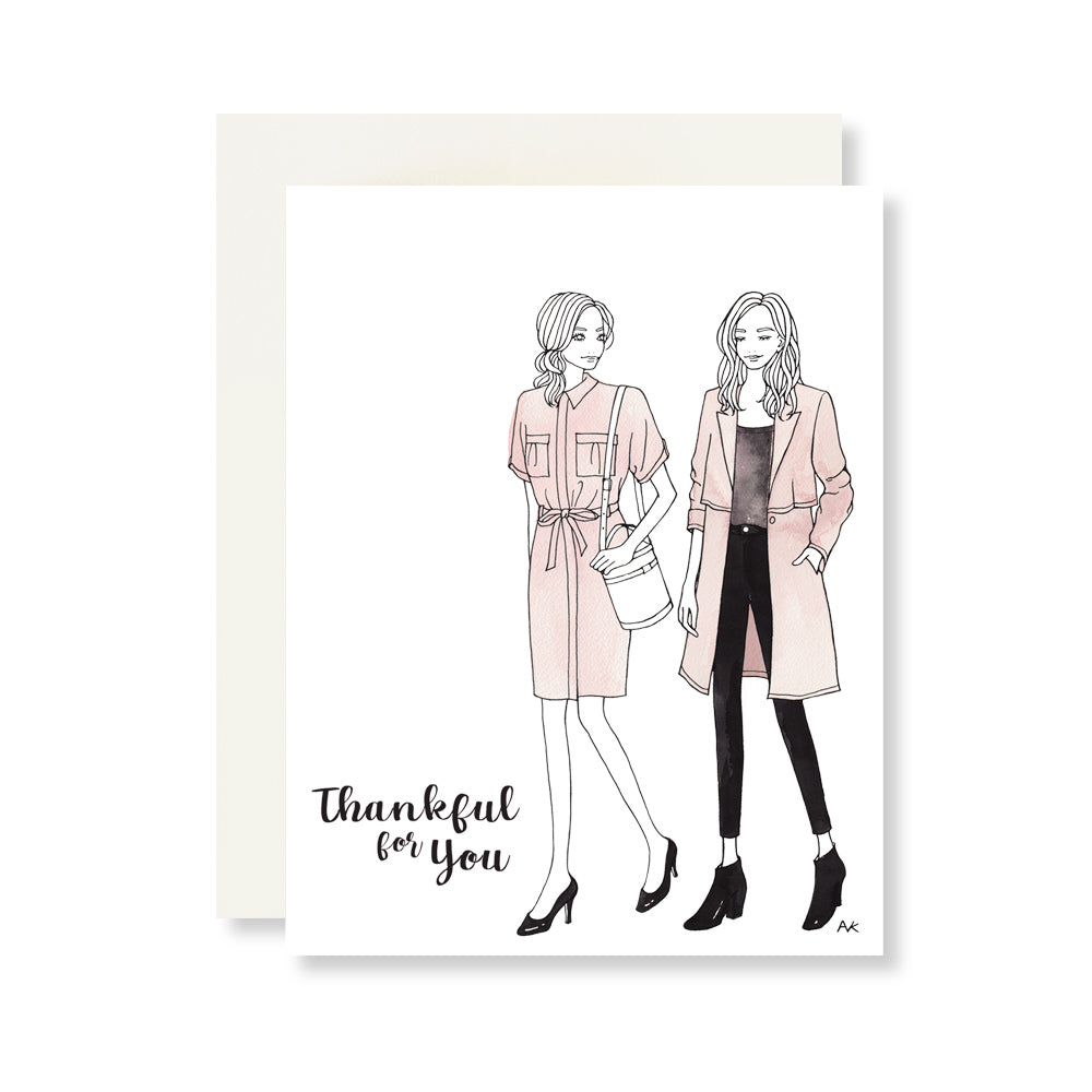 Fashion Illustration Thankful for You Card