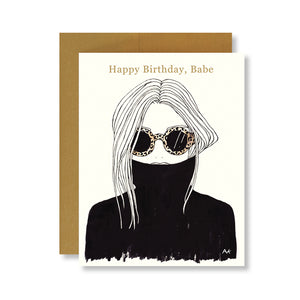 leopard sunglasses black turtleneck fashion illustration birthday card