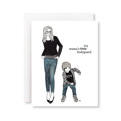 mom and boy fashion illustration mothers day card 