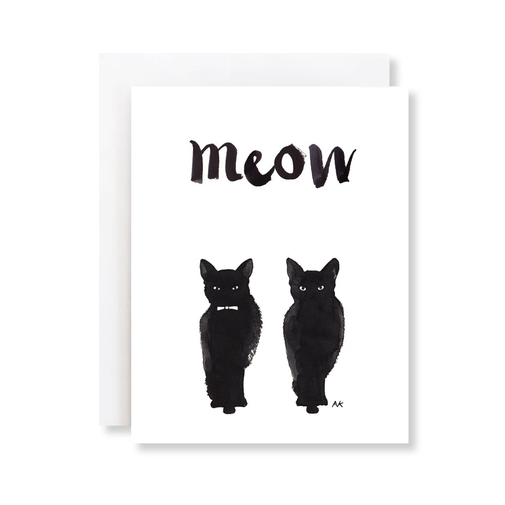 black cat illustration card
