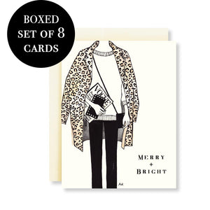 Fashion Illustration Leopard Jacket Christmas Boxed Card Set