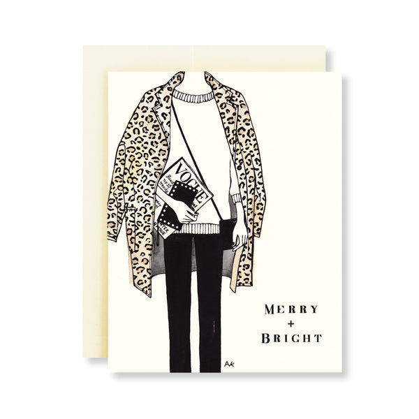 leopard jacket fashion illustration christmas card