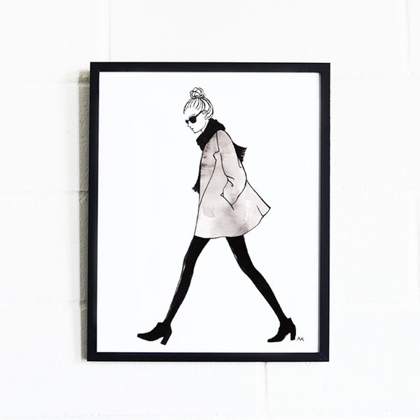 Grey Jacket Woman Art Print