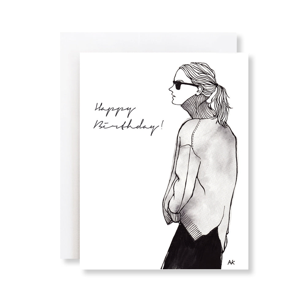 simple stylish fashion illustration birthday card