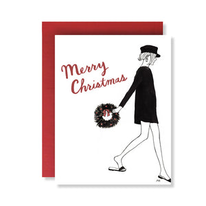 Christmas wreath Fashion illustration card
